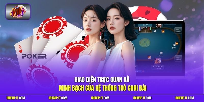Giao diện trực quan và minh bạch của hệ thống trò chơi bài